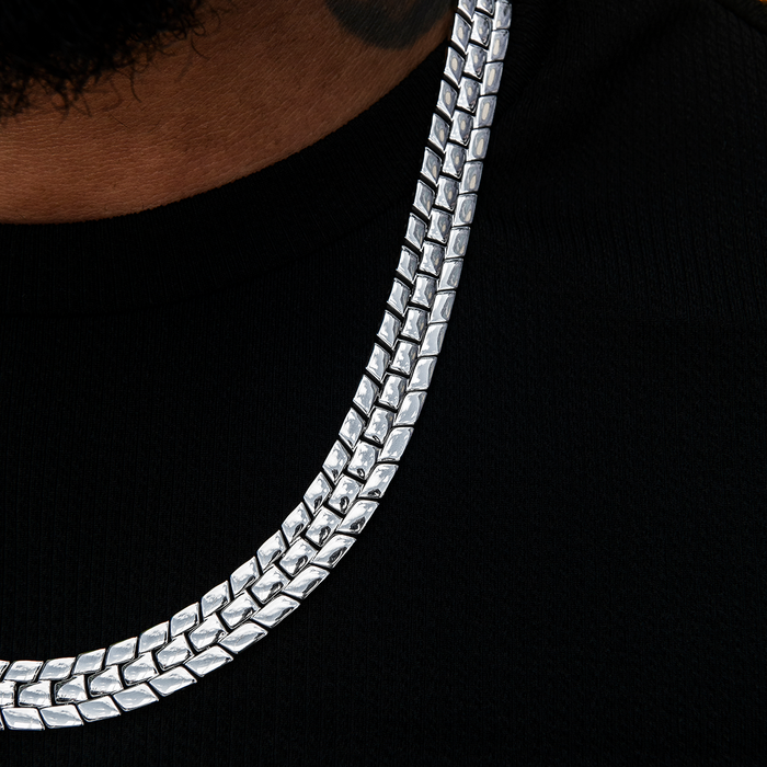 12MM Spine Chain - White Gold