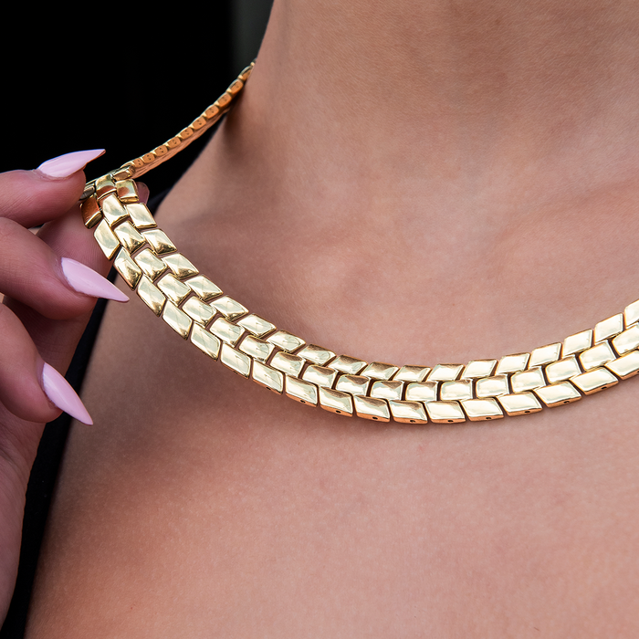 12MM Spine Chain Necklace - Yellow Gold