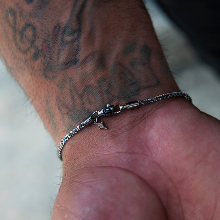 2MM Diamond Cut Popcorn Bracelet in Black