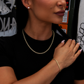 2mm Rope Necklace + Bracelet + 5mm Round Cut Stud Earring Bundle in Yellow Gold