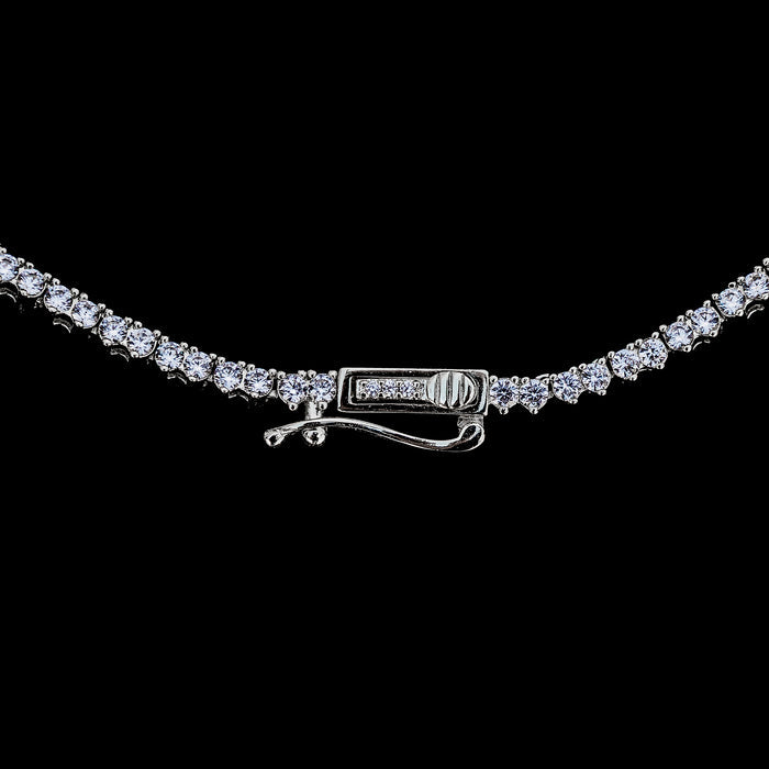 3 Prong Tennis Necklace in White Gold -2mm