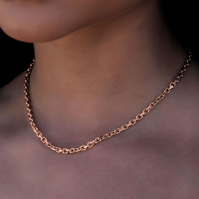 3.6MM Open Box Necklace in Rose Gold