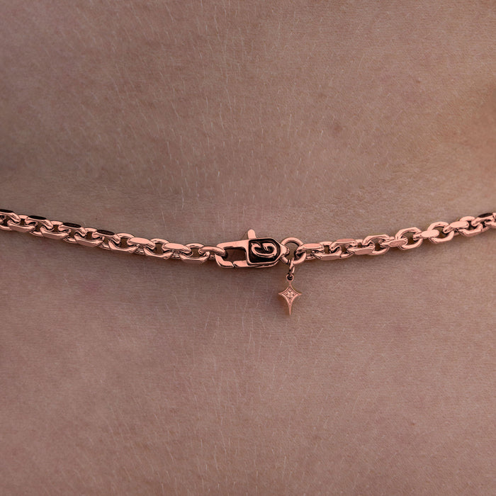 3.6MM Open Box Necklace in Rose Gold