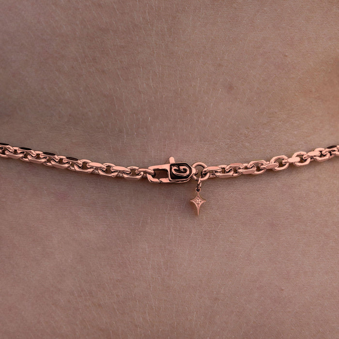 3.6MM Open Box Necklace in Rose Gold