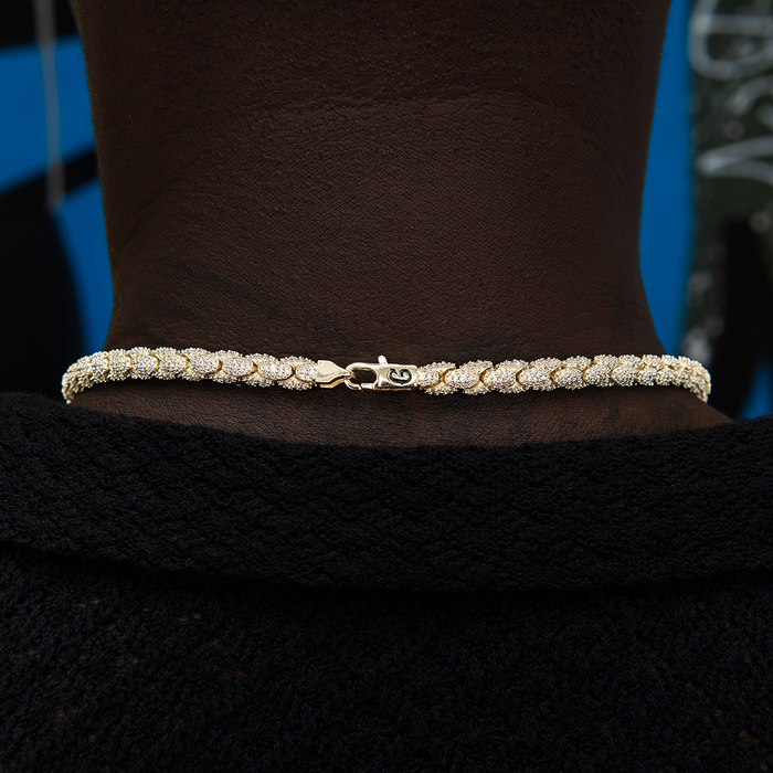 6mm Diamond Pave Snake Link Chain + Pendant Bundle in Yellow Gold