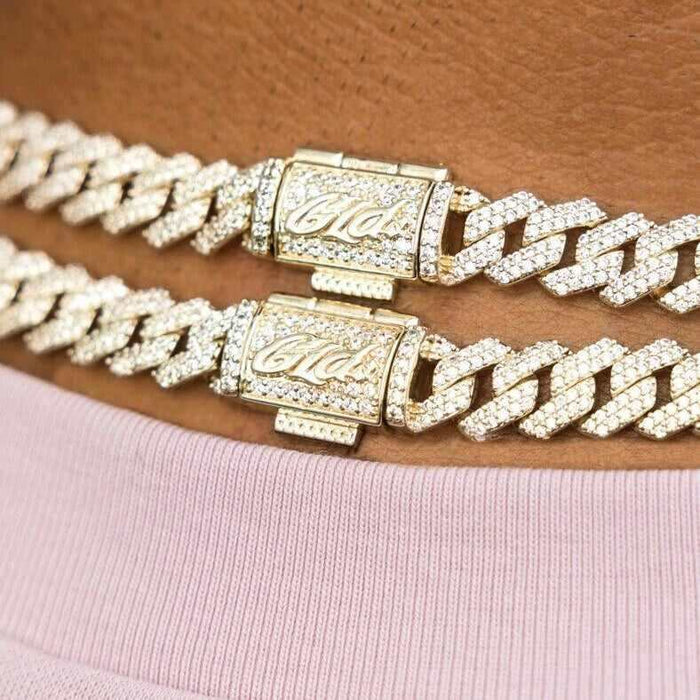 8.5MM Diamond Prong Cuban Necklace - Yellow Gold - The GLD Shop