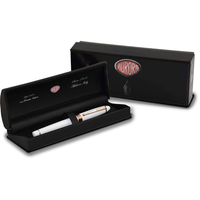 Aurora Ipsilon Fountain Pen - Seasons - Winter White - Rose Gold Trim - Pen Boutique Ltd