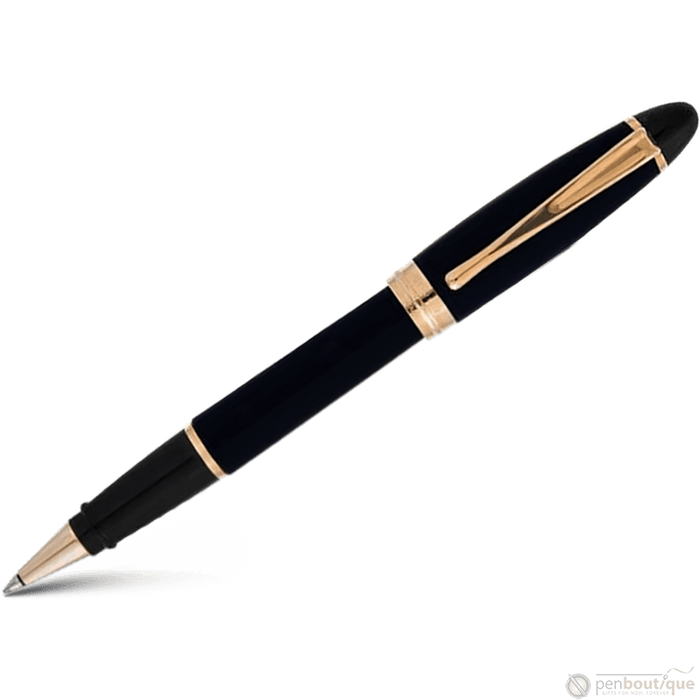 Aurora Ipsilon Rollerball Pen - Satin Black - Rose Gold Trim - Pen Boutique Ltd