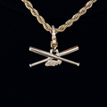 Baseball Bat Clip On Pendant in Yellow Gold