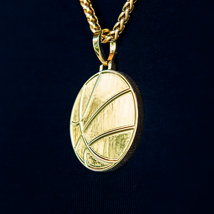 Basketball Coin Pendant - Yellow Gold