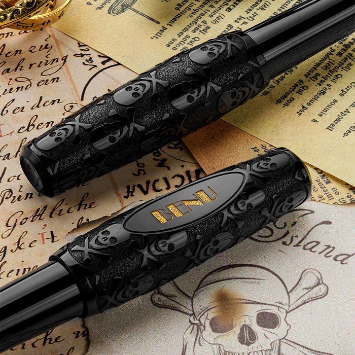 Benu Pixie Fountain Pen - Black Jolly Roger - Pen Boutique Ltd