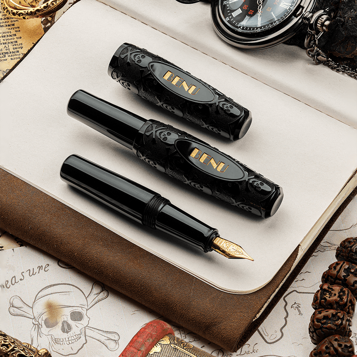 Benu Pixie Fountain Pen - Black Jolly Roger - Pen Boutique Ltd