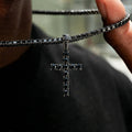 Black Diamond Tennis Chain + Black Diamond Cross Pendant in Black - 3mm