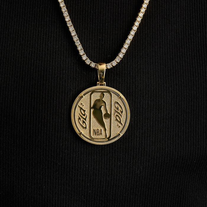 Brooklyn Nets Official NBA Coin Pendant in Yellow Gold