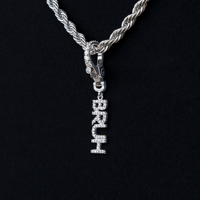 "Bruh" Clip On Pendant in White Gold