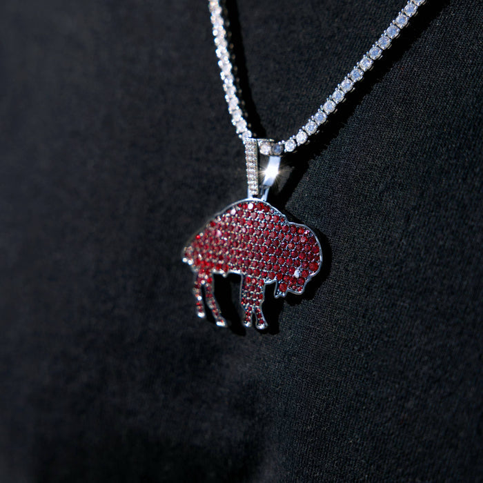 Buffalo Bills Official NFL Vintage Logo Pendant in White Gold