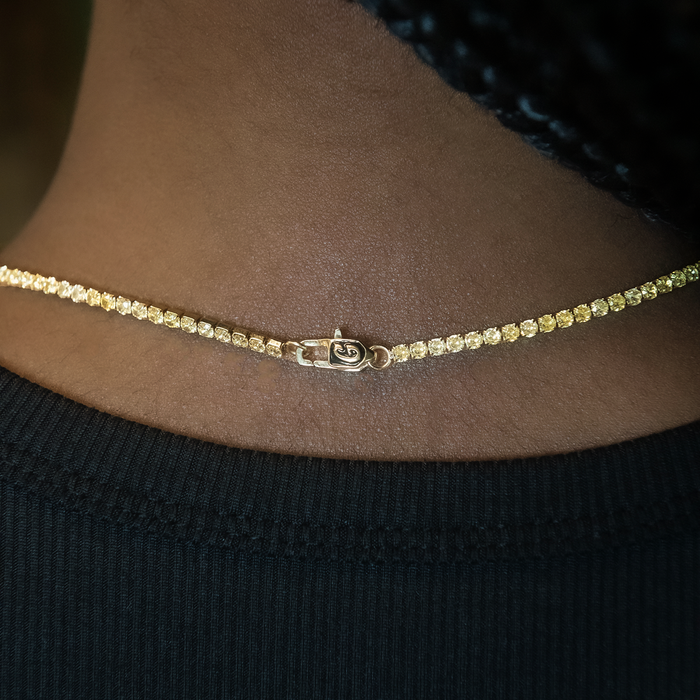 Canary Micro Tennis Necklace + Bracelet Bundle in Yellow Gold