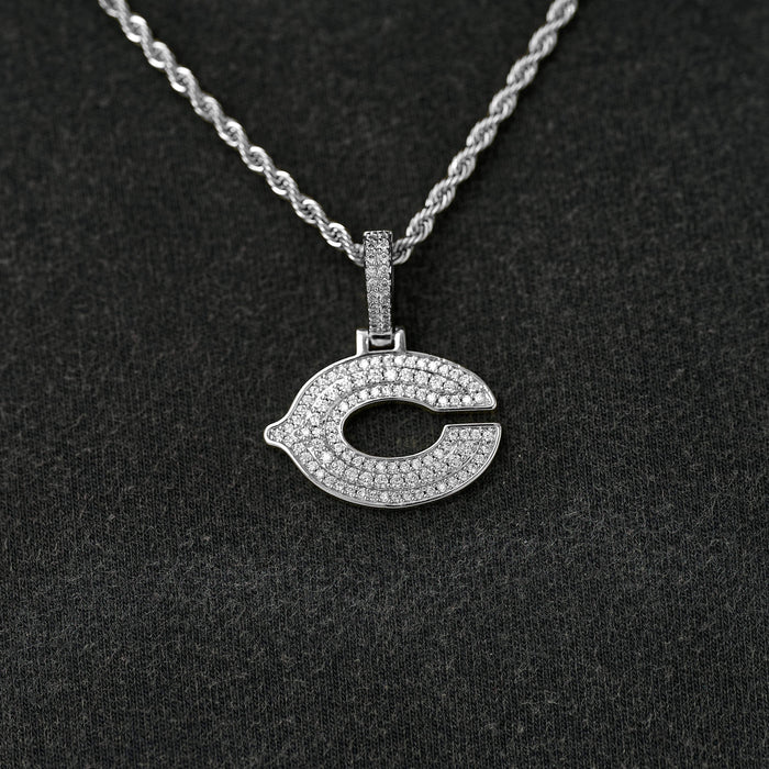 Chicago Bears Official NFL Micro Logo Pendant in White Gold