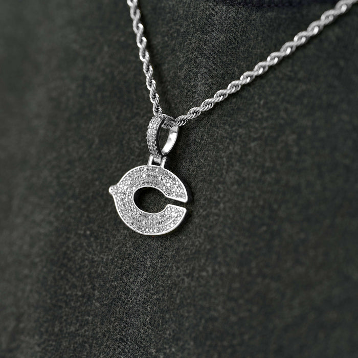 Chicago Bears Official NFL Micro Logo Pendant in White Gold
