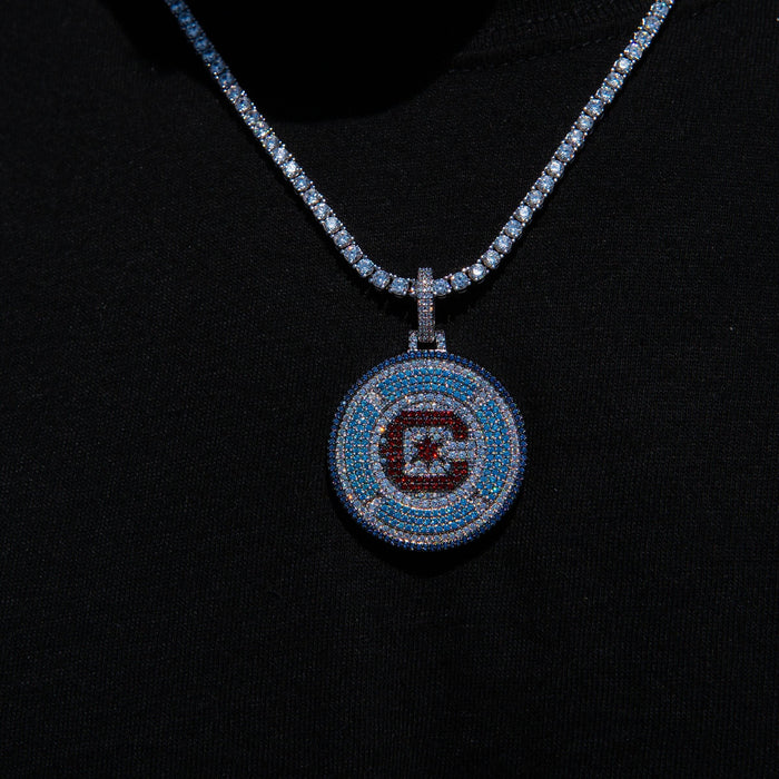 Chicago Fire FC Official MLS Logo Pendant in White Gold