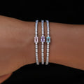 Colored Iced Rock Tennis Set of Three Bracelets Bundle in White Gold - 2mm