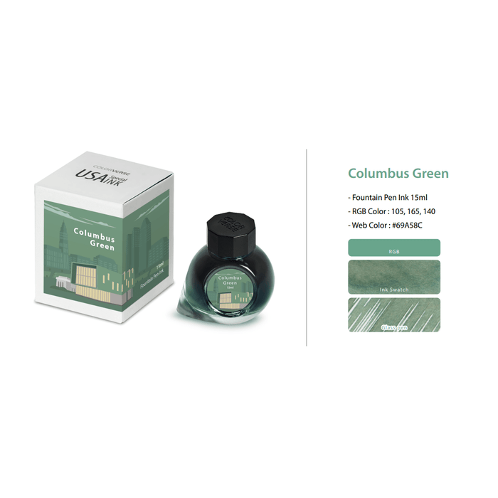 Colorverse USA Special Ink Bottle - Columbus Green - 15 ml - Pen Boutique Ltd