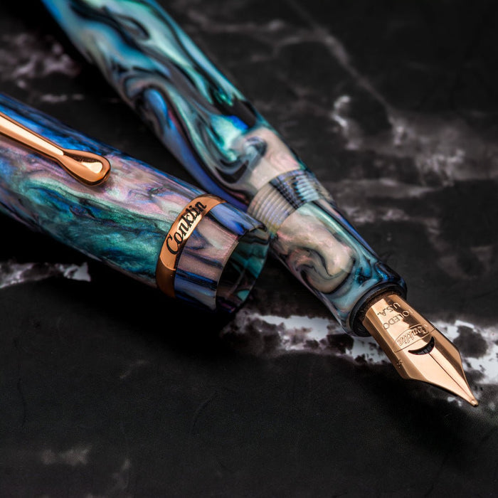 Conklin Duragraph Fountain Pen - Brooks Red Abalone - Rose Gold Plated Trim Limited Edition (Pen Boutique Exclusive) - Pen Boutique Ltd