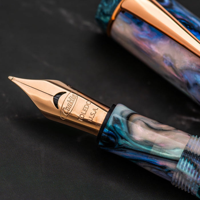 Conklin Duragraph Fountain Pen - Brooks Red Abalone - Rose Gold Plated Trim Limited Edition (Pen Boutique Exclusive) - Pen Boutique Ltd