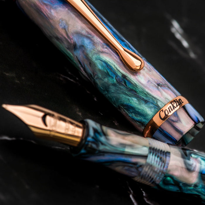 Conklin Duragraph Fountain Pen - Brooks Red Abalone - Rose Gold Plated Trim Limited Edition (Pen Boutique Exclusive) - Pen Boutique Ltd