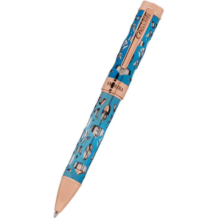 Conklin Endura Ballpoint Pen - Deco Crest Demo Blue - Rose Gold Trim - Pen Boutique Ltd