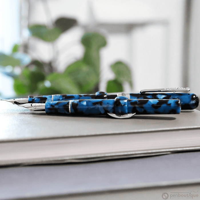 Conklin Mark Twain Crescent Filler Fountain Pen - Vintage Blue - Chrome Trim - Pen Boutique Ltd