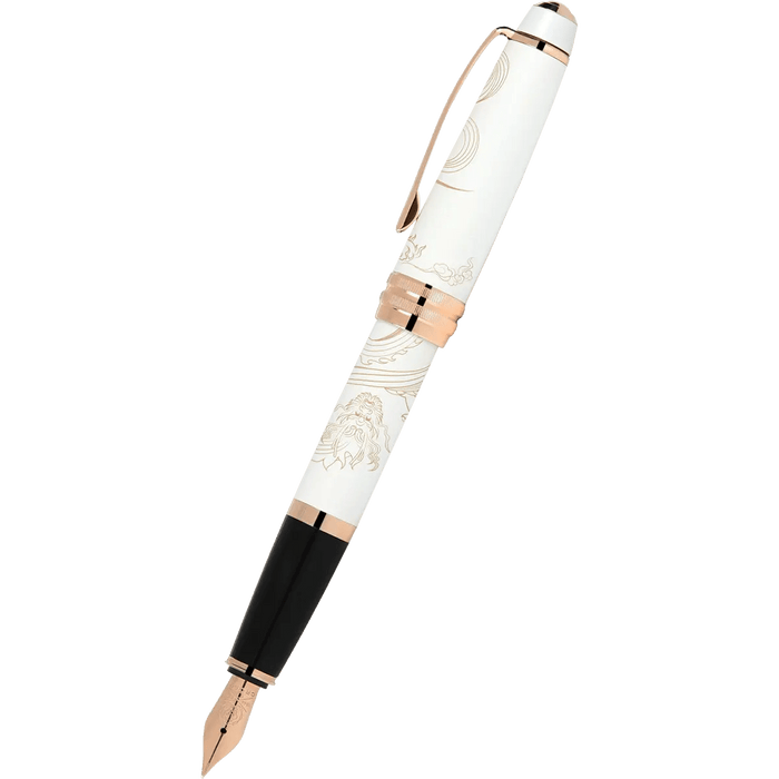 Cross Bailey - Year of the Dragon Pearlescent White Lacquer - Fountain Pen - Rose Gold - Pen Boutique Ltd