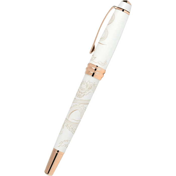 Cross Bailey - Year of the Dragon Pearlescent White Lacquer - Fountain Pen - Rose Gold - Pen Boutique Ltd