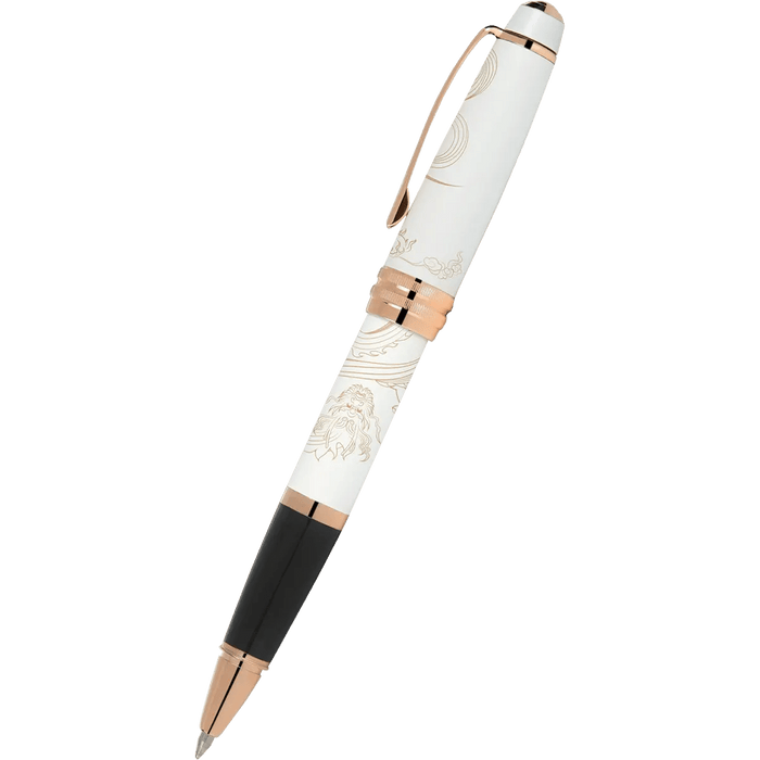 Cross Bailey - Year of the Dragon Pearlescent White Lacquer - Selectip Rollerball Pen - Rose Gold - Pen Boutique Ltd