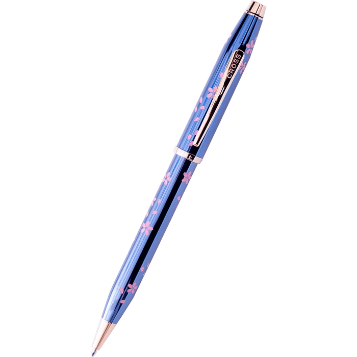 Cross Century II Ballpoint Pen - Cherry Blossom - Translucent Blue - Rose Gold Trim - Pen Boutique Ltd