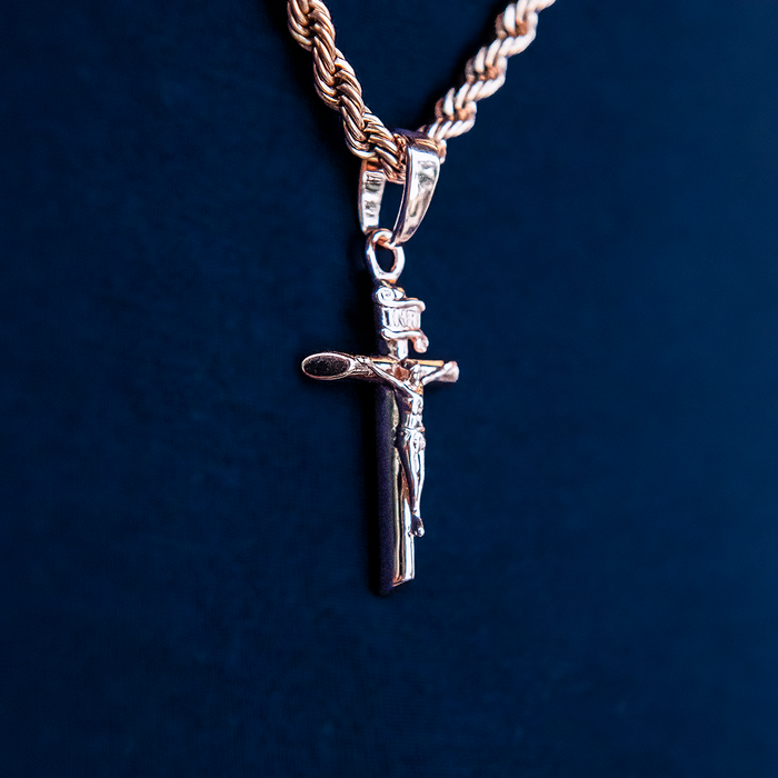 Crucifix Cross Pendant in Rose Gold