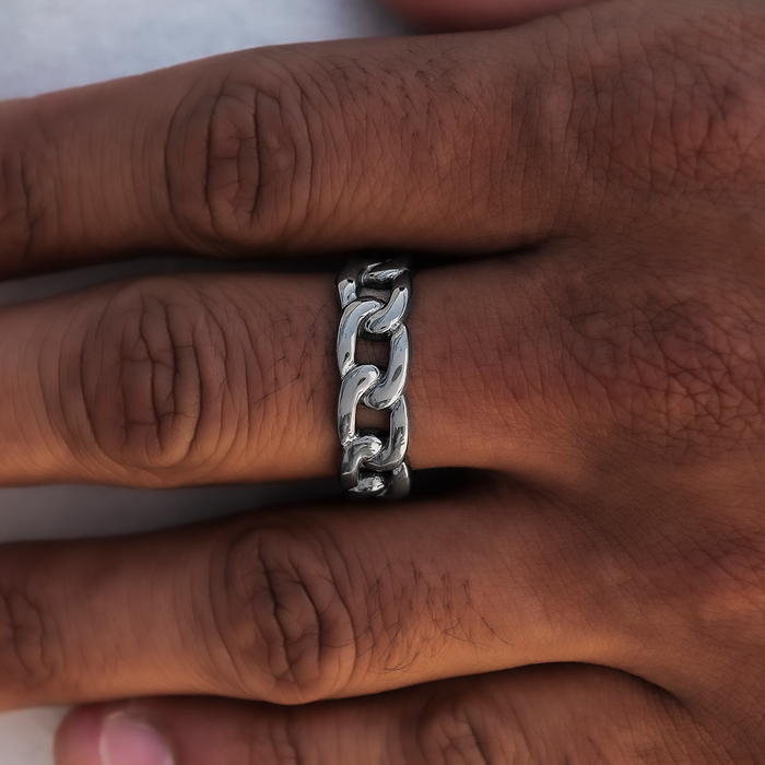 Cuban Band Ring in Matte Black - 7mm
