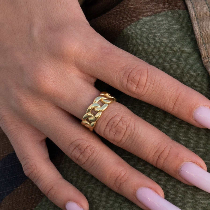 Cuban Band Ring in Yellow Gold