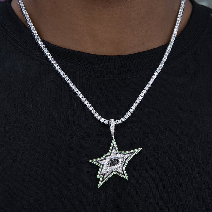 Dallas Stars Official NHL Logo Pendant in White Gold