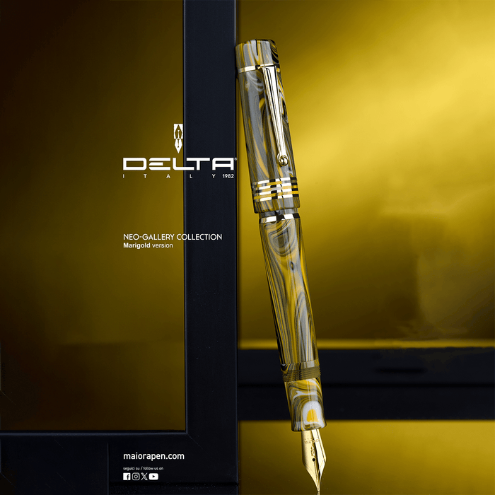 Delta Neo Gallery Fountain Pen - Marigold - Gold Trim (Numbered Edition) - Pen Boutique Ltd