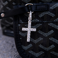 Diamond Cross Clip On Pendant - White Gold