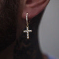 Diamond Cross Hoop Earrings in Yellow Gold - The GLD Shop