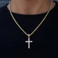 Diamond Cross Pendant + 4mm Rope Chain Set in Yellow Gold