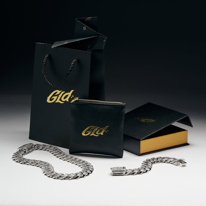 Diamond Cuban Chain + Bracelet Gift Bundle in White Gold - 12mm
