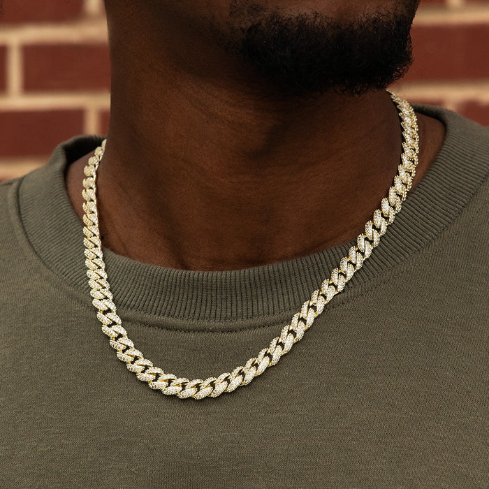 Diamond Cuban Chain + Bracelet Gift Bundle in Yellow Gold - 8.5mm