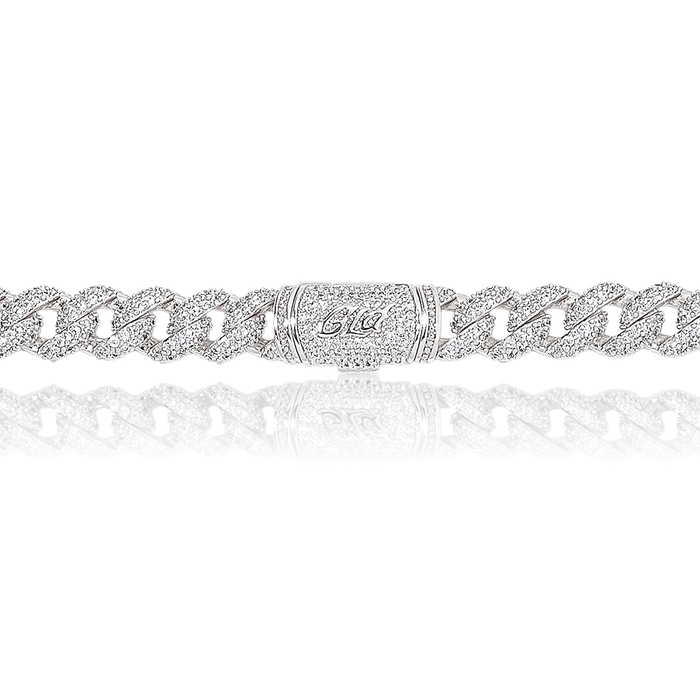 Diamond Cuban Chain in White Gold - 8.5mm