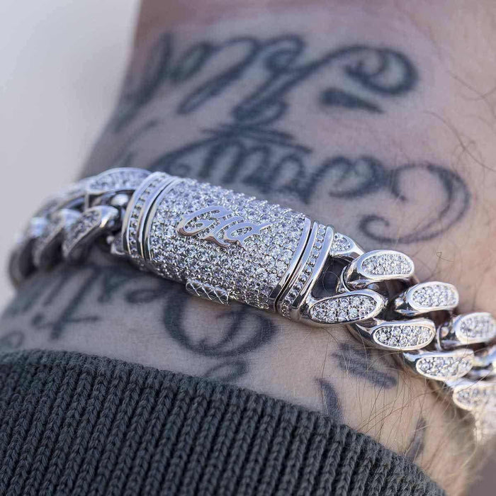 Diamond Cuban Link Bracelet in White Gold - 12mm - The GLD Shop