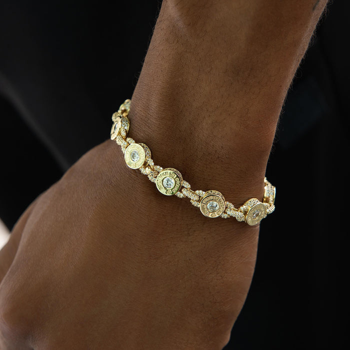 Diamond GLD Bullet Chain Bracelet in Yellow Gold - 8MM