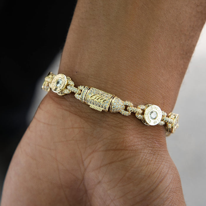 Diamond GLD Bullet Chain Bracelet in Yellow Gold - 8MM