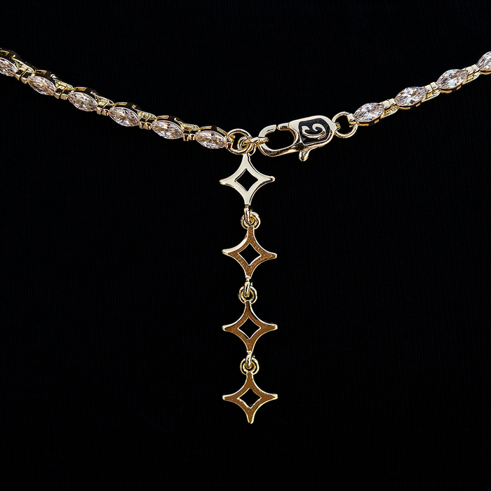 Diamond Marquise Stone Lariat Necklace in Yellow Gold